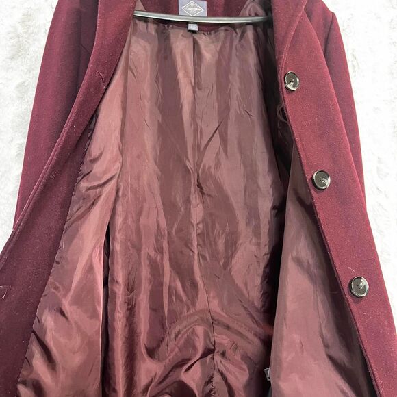 St. John's Bay Women's Burgundy Button Up Peacoat - Picture 3 of 8